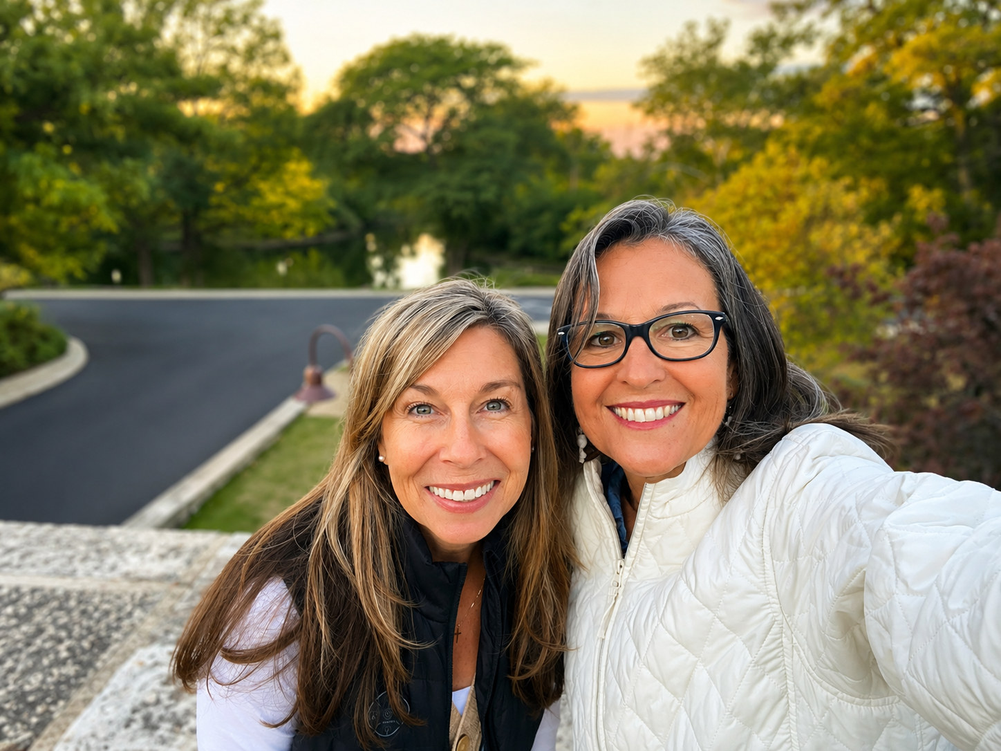 Andrea Griffith with a friend at sunset