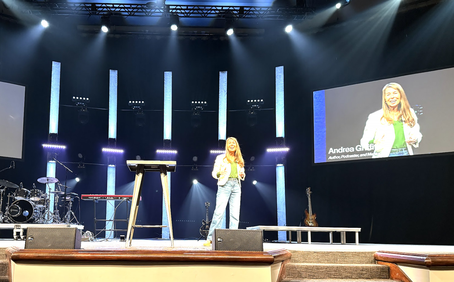 Andrea Griffith speaking on stage